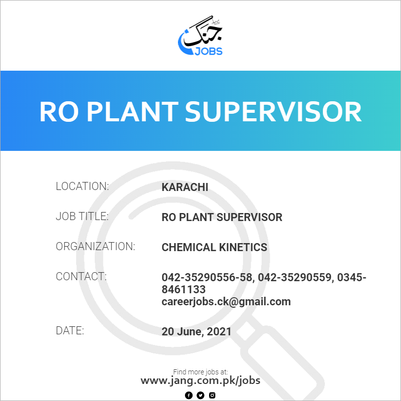 RO Plant Supervisor