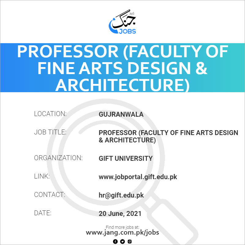 Professor (Faculty Of Fine Arts Design & Architecture)