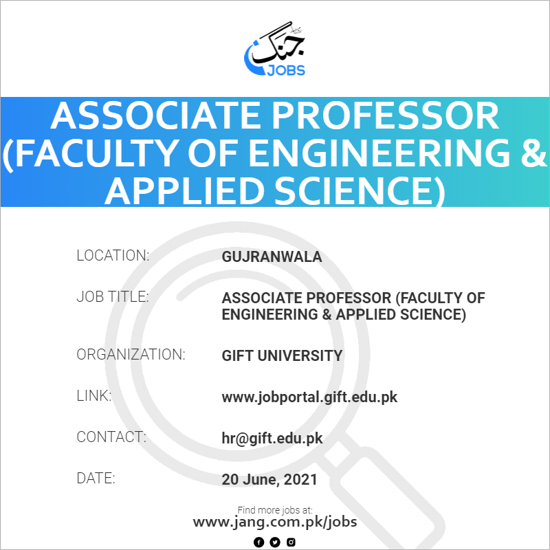 Associate Professor (Faculty Of Engineering & Applied Science)