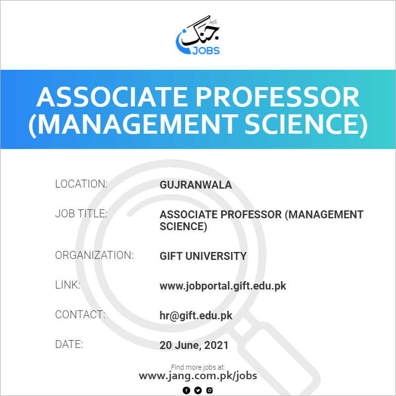 Associate Professor (Management Science)