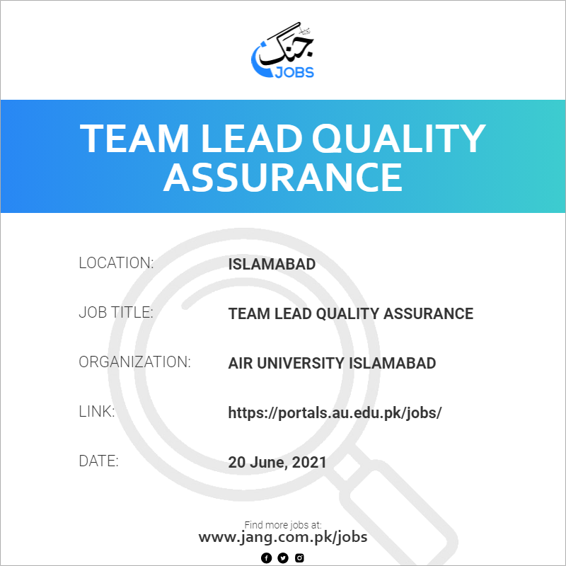 Team lead Quality Assurance
