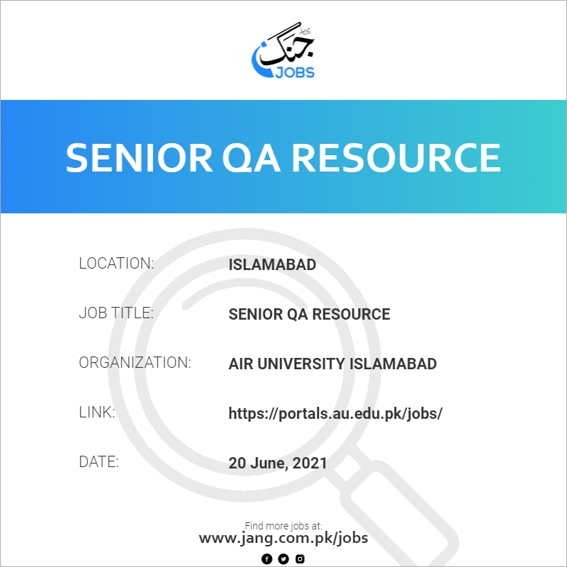 Senior QA Resource 
