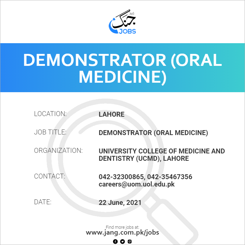 Demonstrator (Oral Medicine)