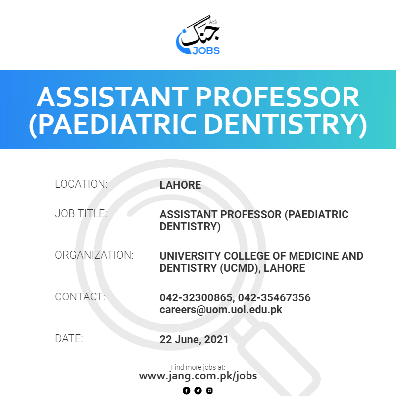 Assistant Professor (Paediatric Dentistry)