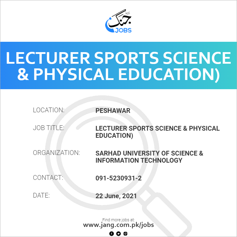 Lecturer Sports Science & Physical Education)