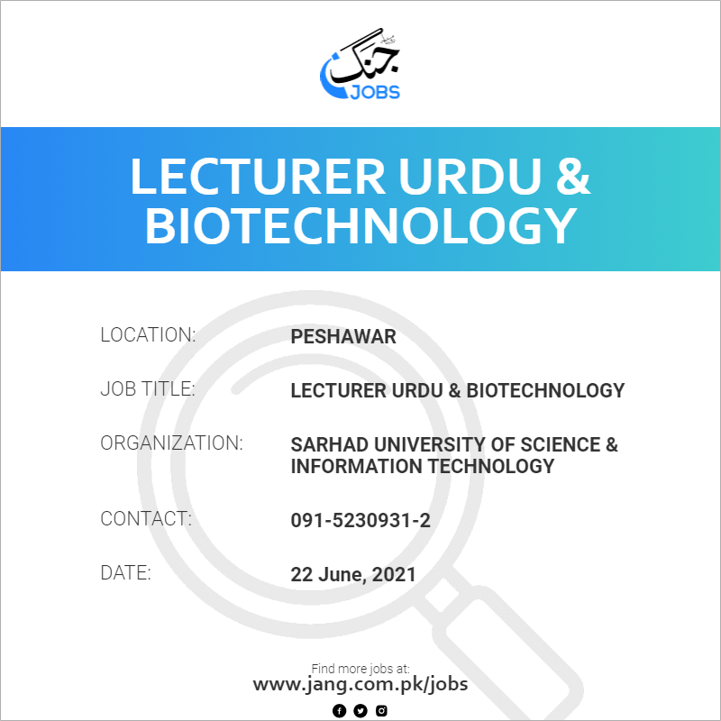 Lecturer Urdu & Biotechnology