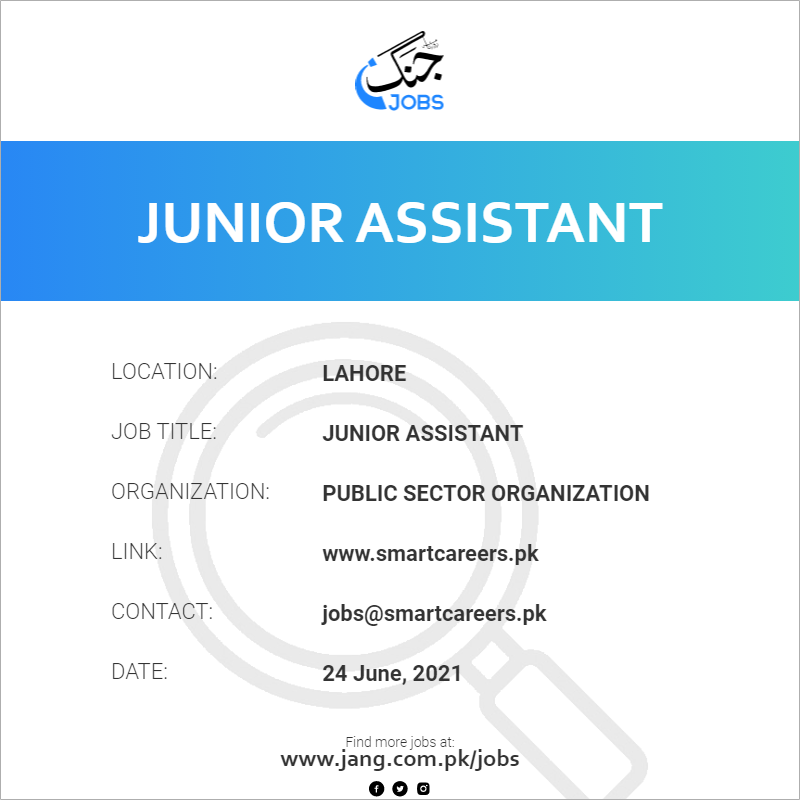 junior-assistant-job-public-sector-organization-jobs-in-lahore-13461