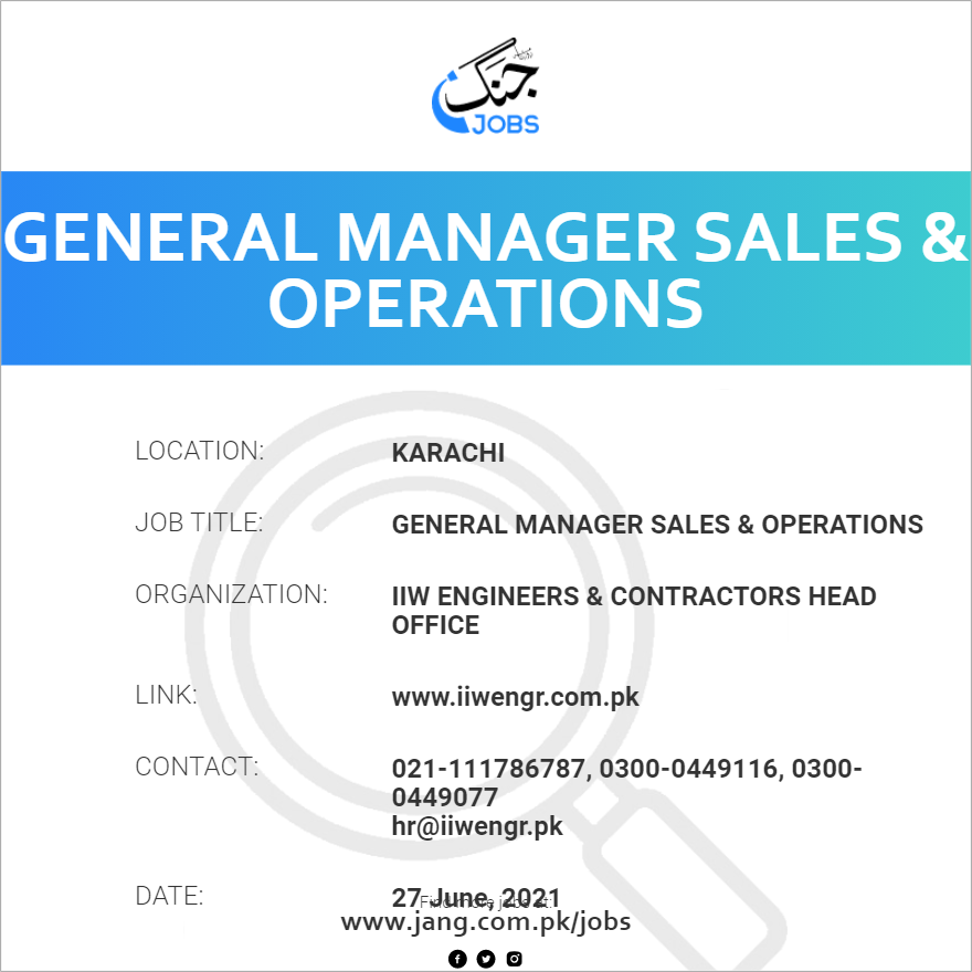 General Manager Sales & Operations