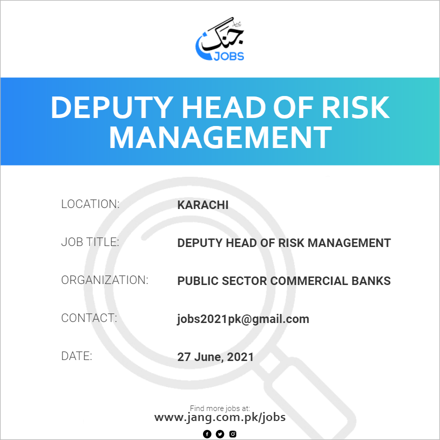 Deputy Head Of Risk Management