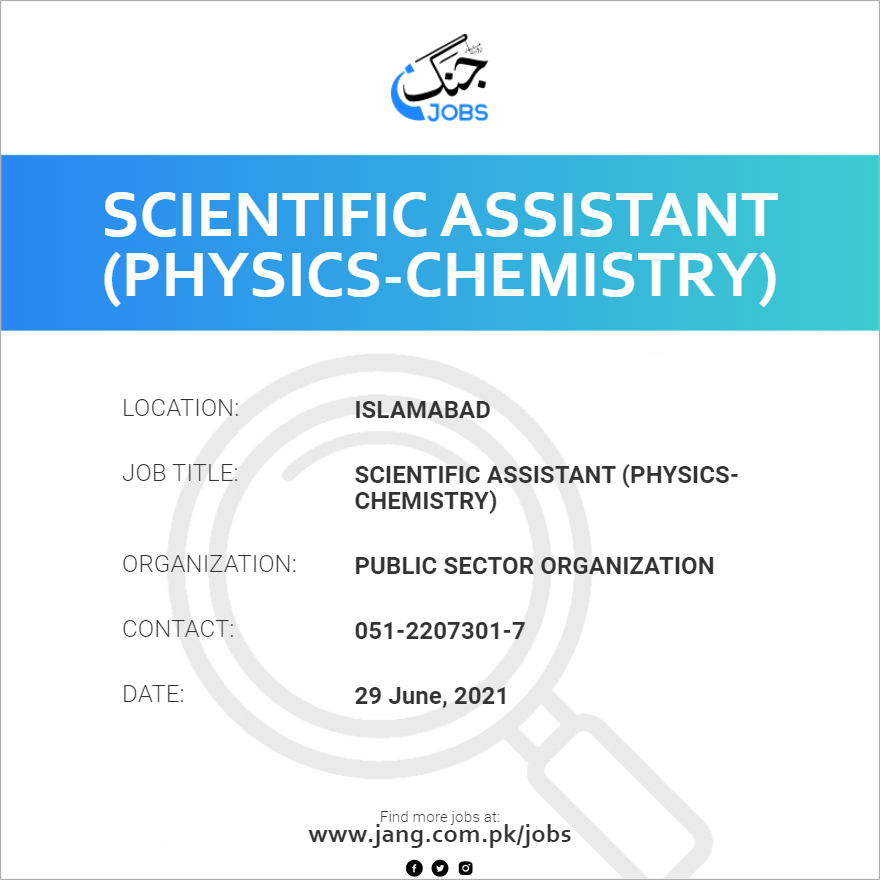 Scientific Assistant-I (Physics-Chemistry)