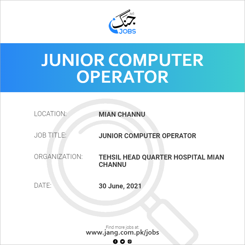 Junior Computer Operator 