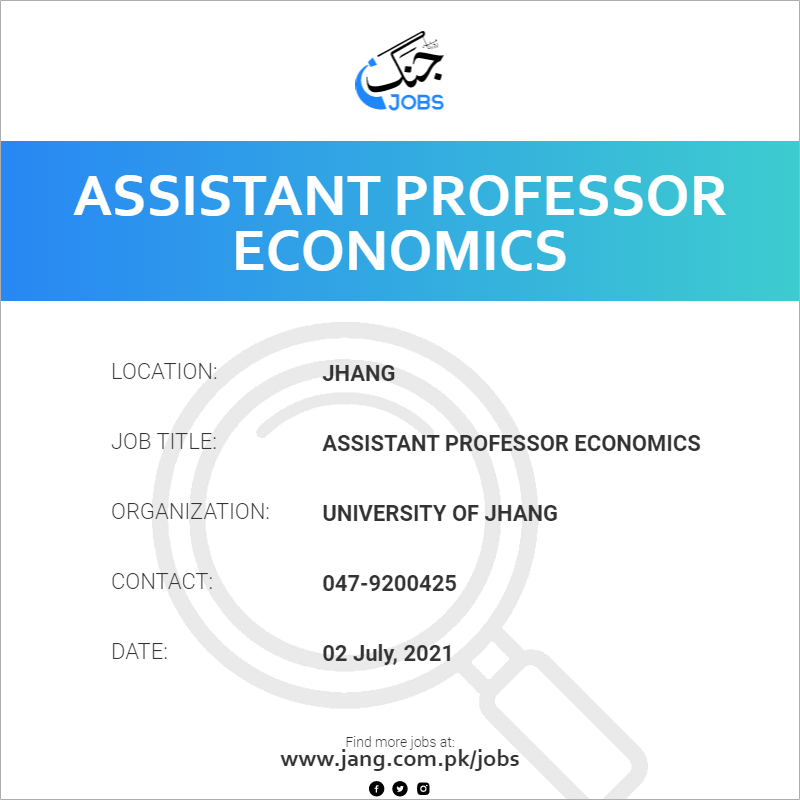 Assistant Professor Economics