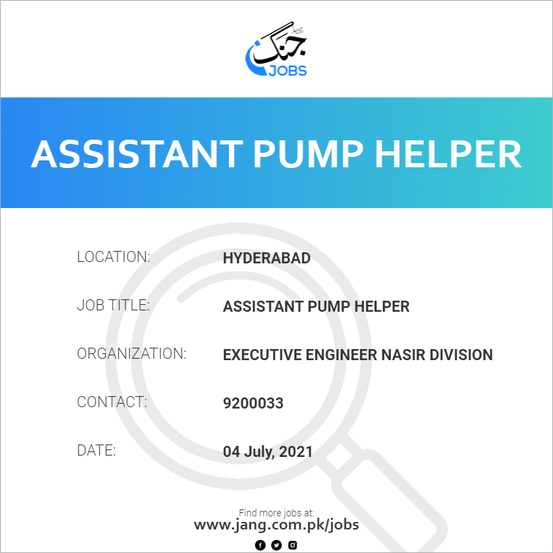 Assistant Pump Helper