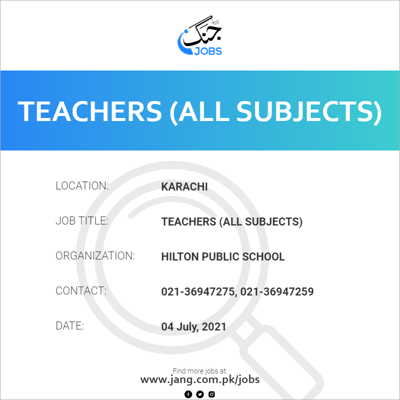 Teachers (All Subjects) 