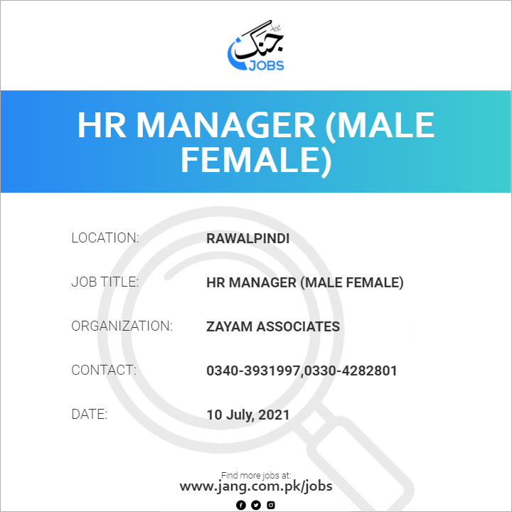 HR Manager (Male Female)