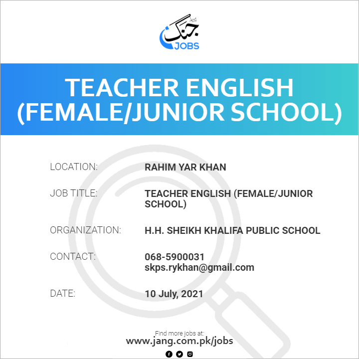 Teacher English (Female/Junior School)