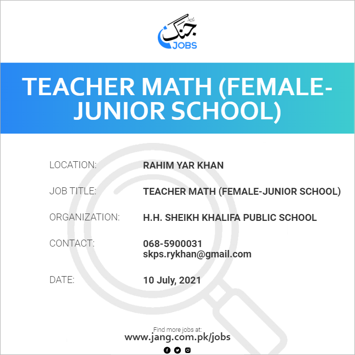 Teacher Math (Female-Junior School)