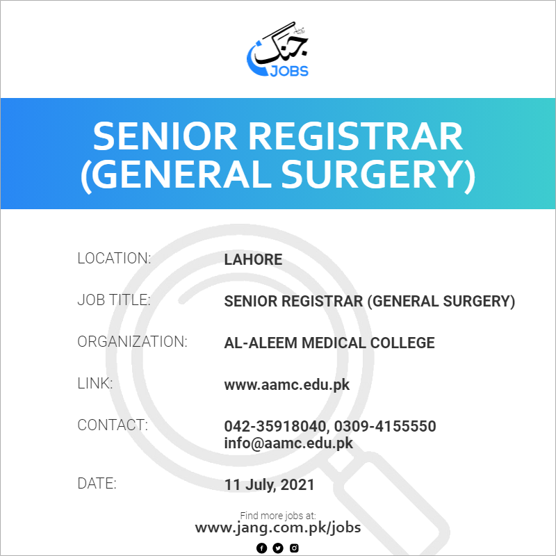 Senior Registrar (General Surgery)