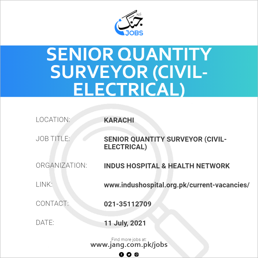Senior Quantity Surveyor (Civil-Electrical)