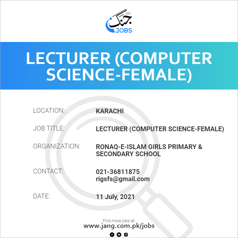 Lecturer (Computer Science-Female)