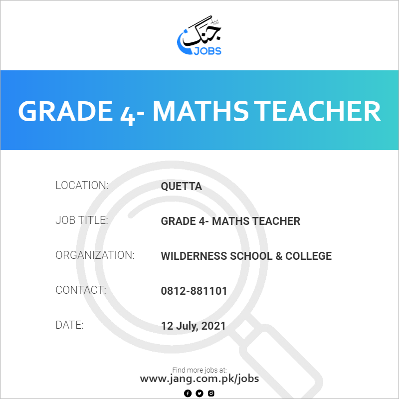 Grade 4- Maths Teacher