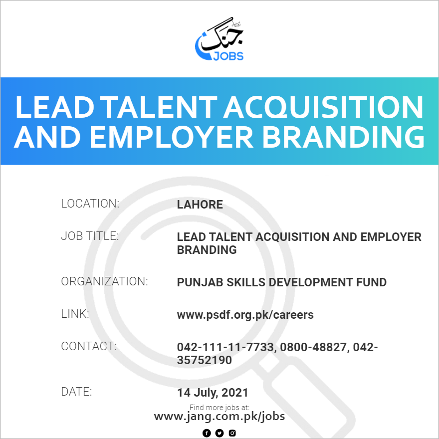Lead Talent Acquisition And Employer Branding