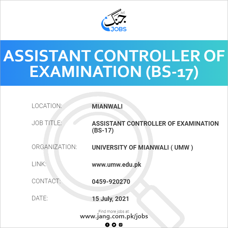 Assistant Controller Of Examination (BS-17)