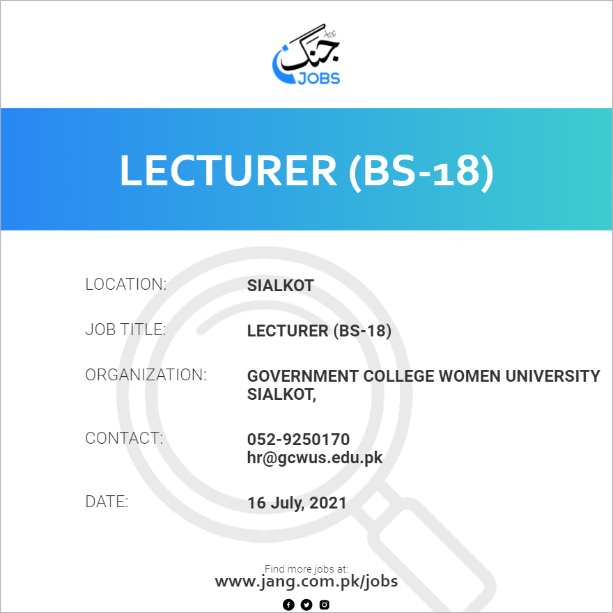 Lecturer (BS-18)