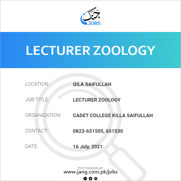 Lecturer Zoology