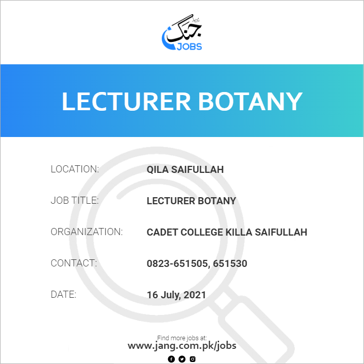 Lecturer Botany