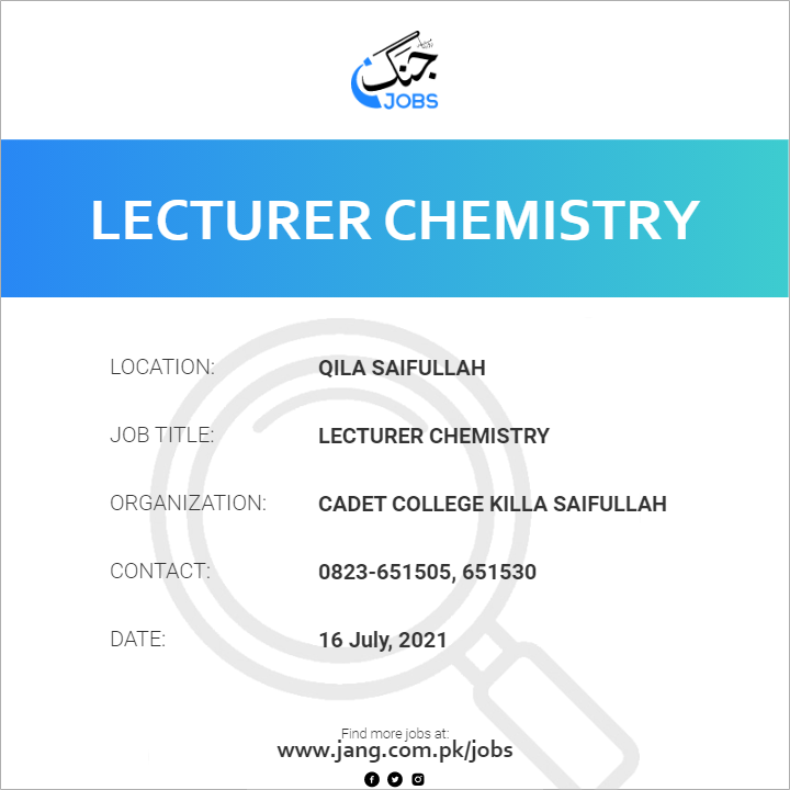 Lecturer Chemistry