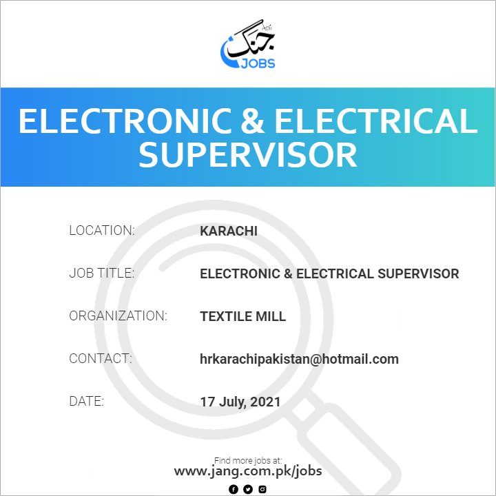 Electronic & Electrical Supervisor