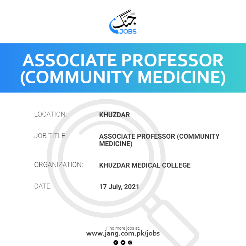 Associate Professor (Community Medicine)