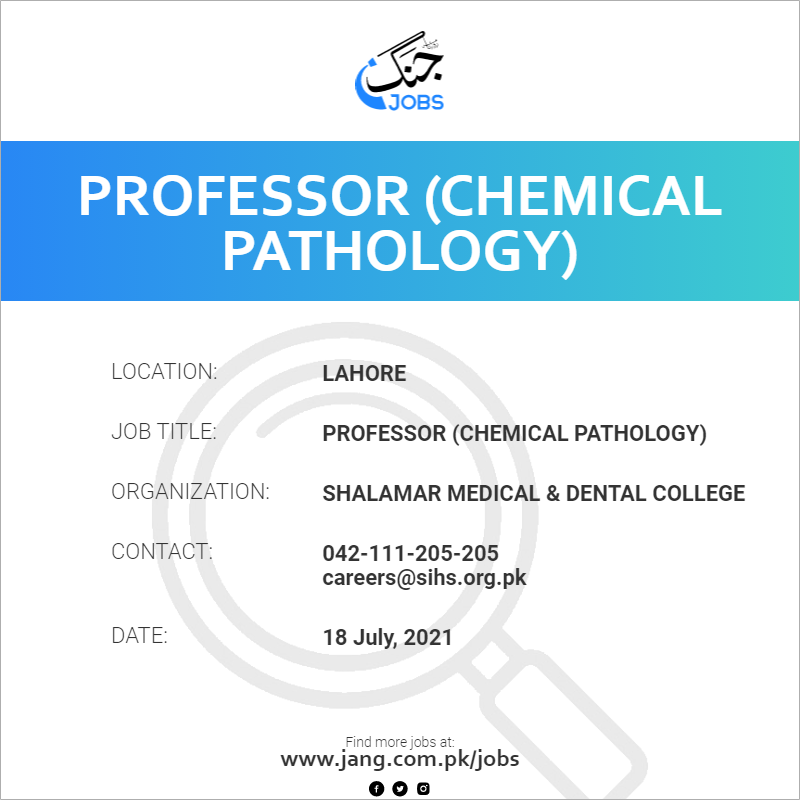 Professor (Chemical Pathology)