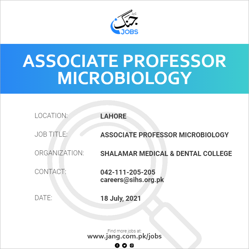 Associate Professor Microbiology