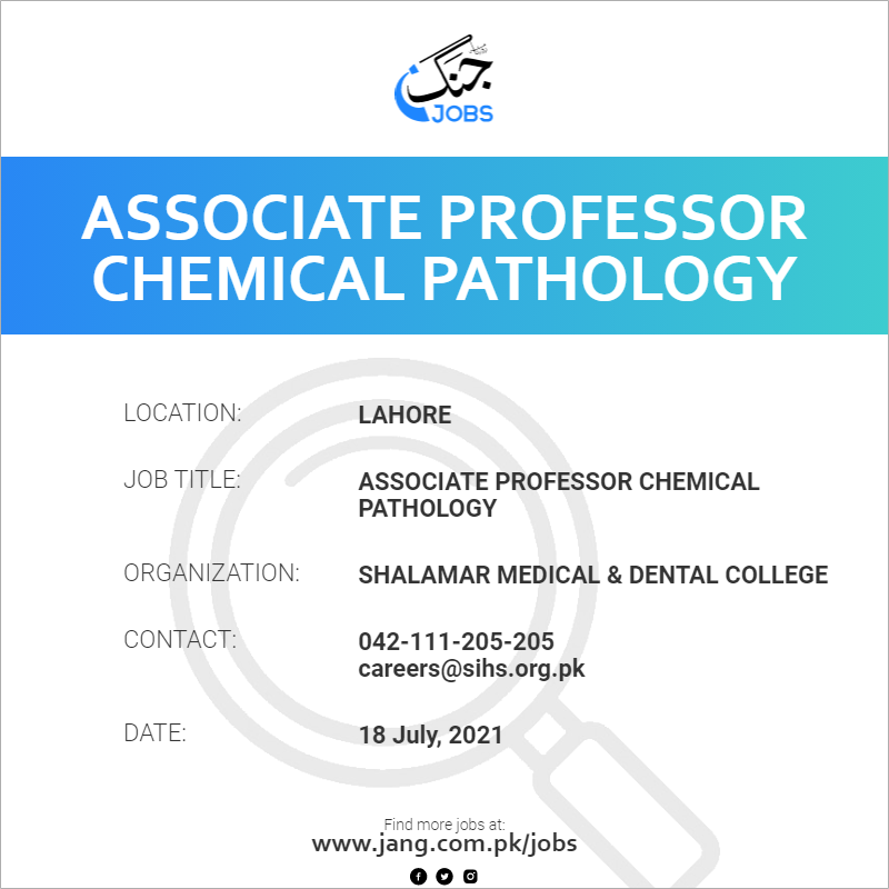 Associate Professor Chemical Pathology