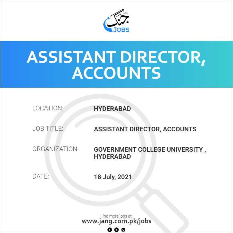 Assistant Director, Accounts