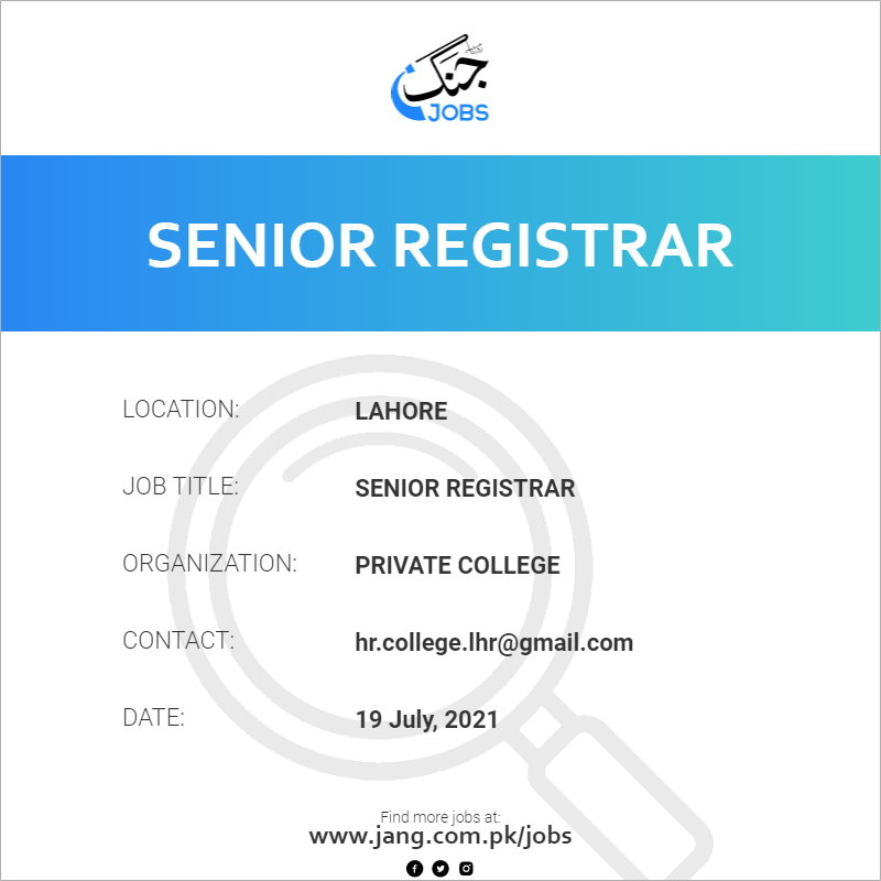 Senior Registrar 