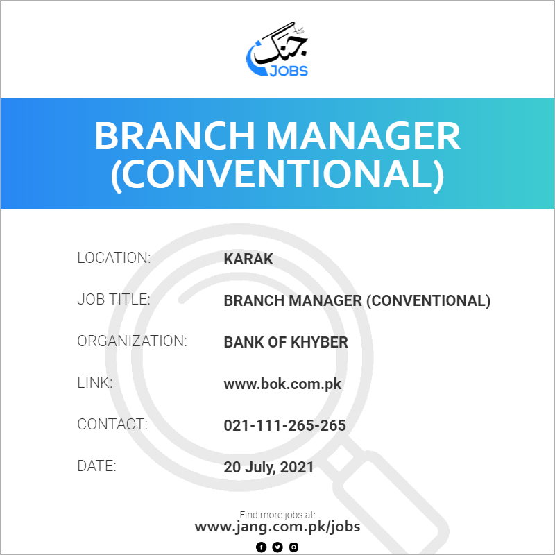 Branch Manager (Conventional) 