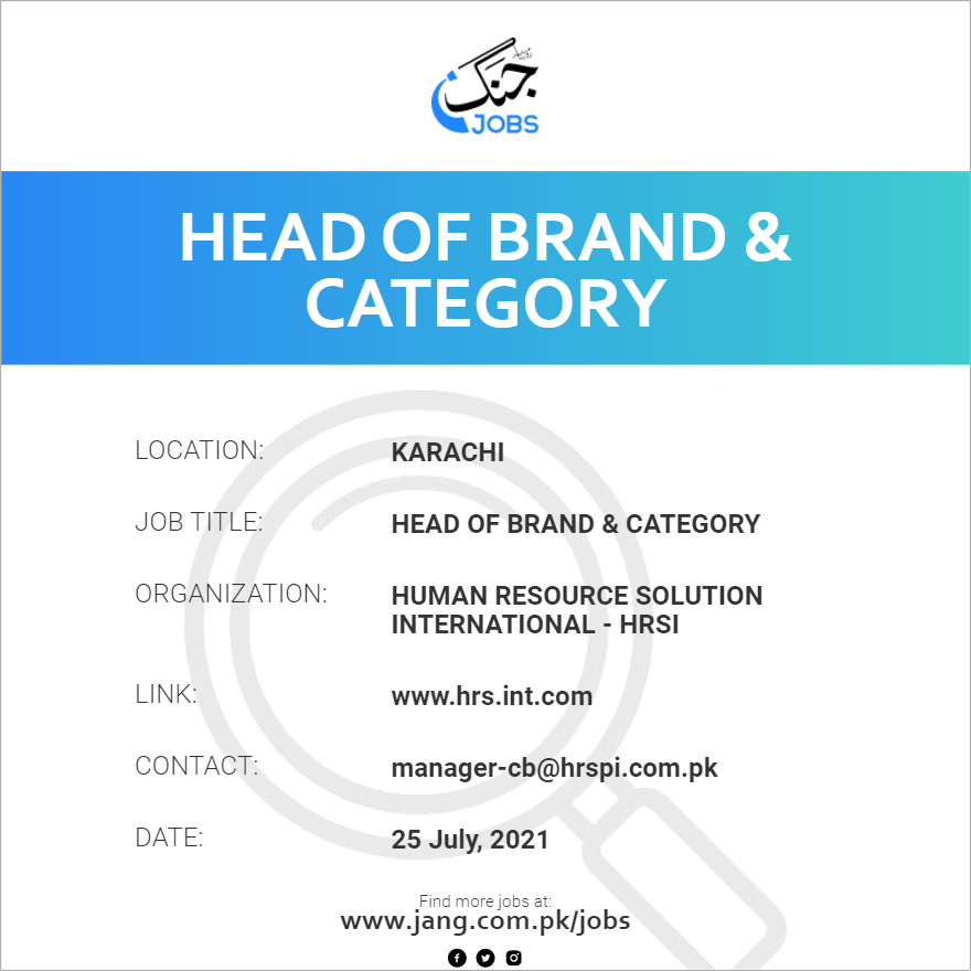Head Of Brand & Category
