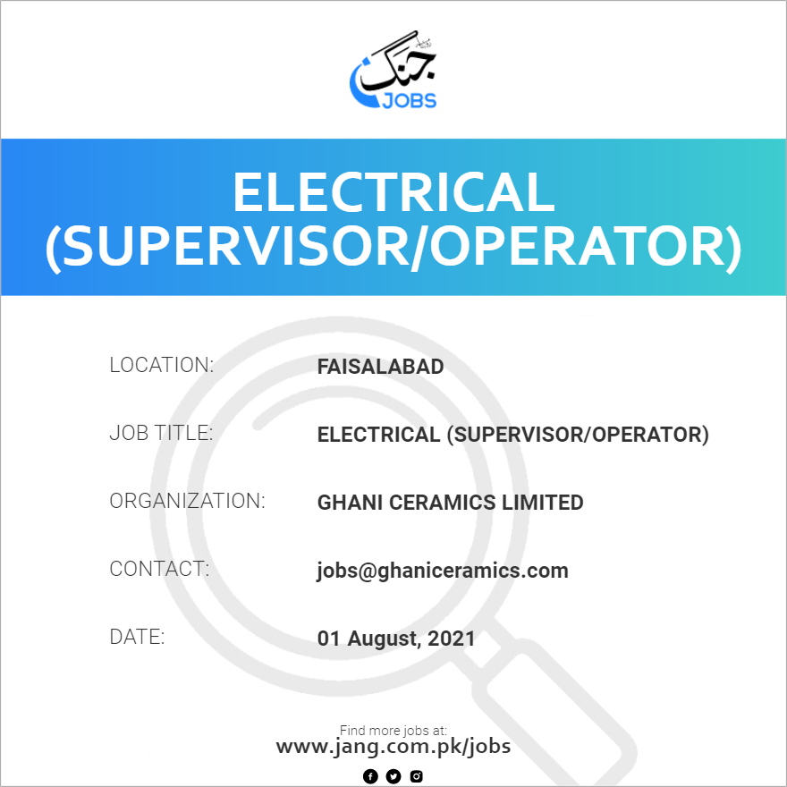 Electrical (Supervisor/Operator)
