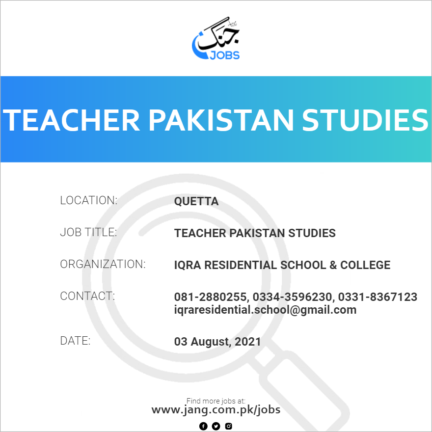 Teacher Pakistan Studies