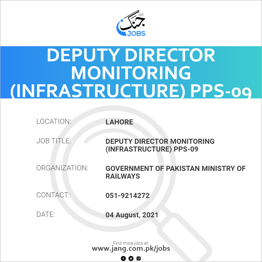 Deputy Director Monitoring (Infrastructure) PPS-09