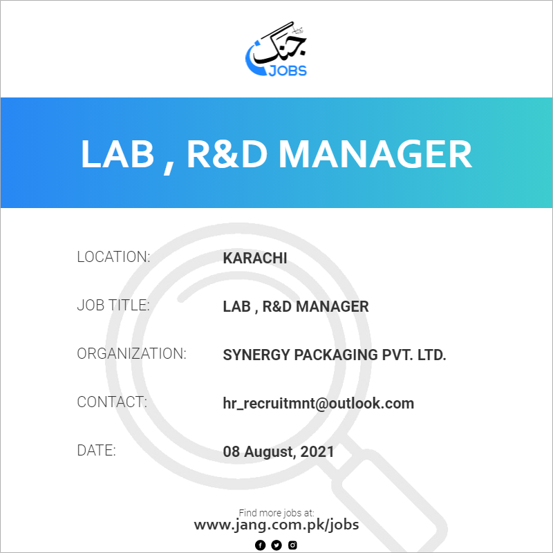 Lab , R&D Manager