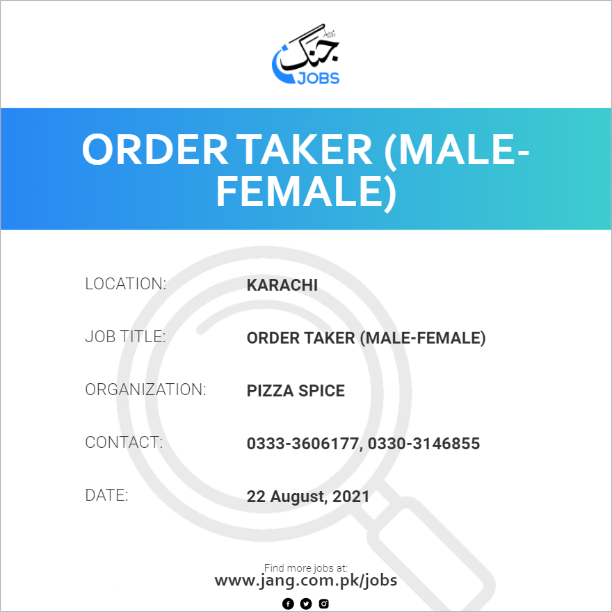 Order Taker (Male-Female)
