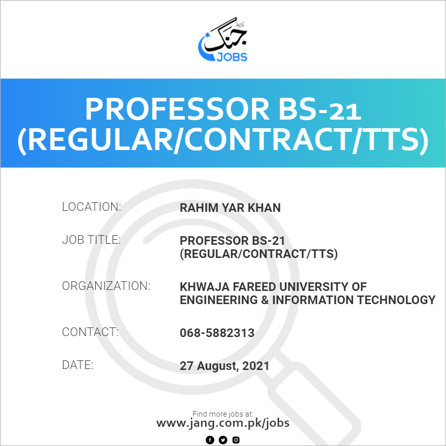 Professor BS-21 (Regular/Contract/TTS)
