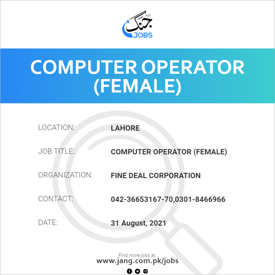 Computer Operator (Female)