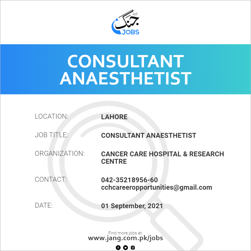 Consultant Anaesthetist
