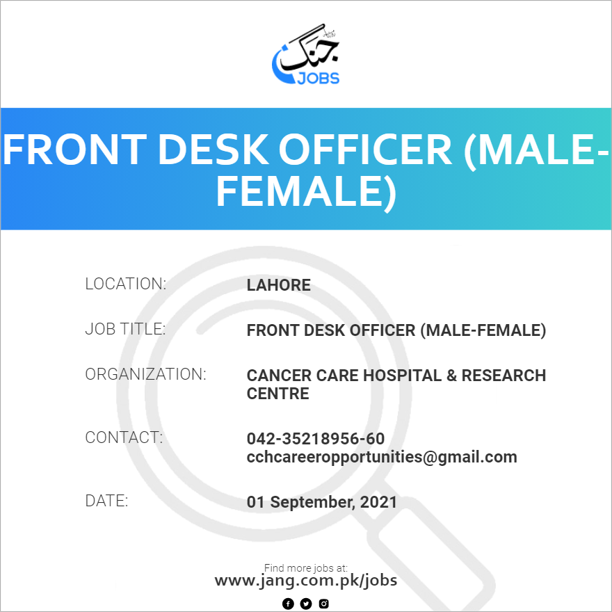 Front Desk Officer (Male-Female)