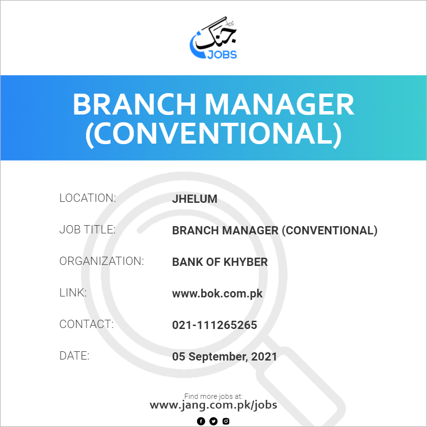 Branch Manager (Conventional)
